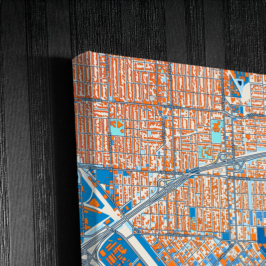 Fresno California Colorful City Map Canvas Print Detail