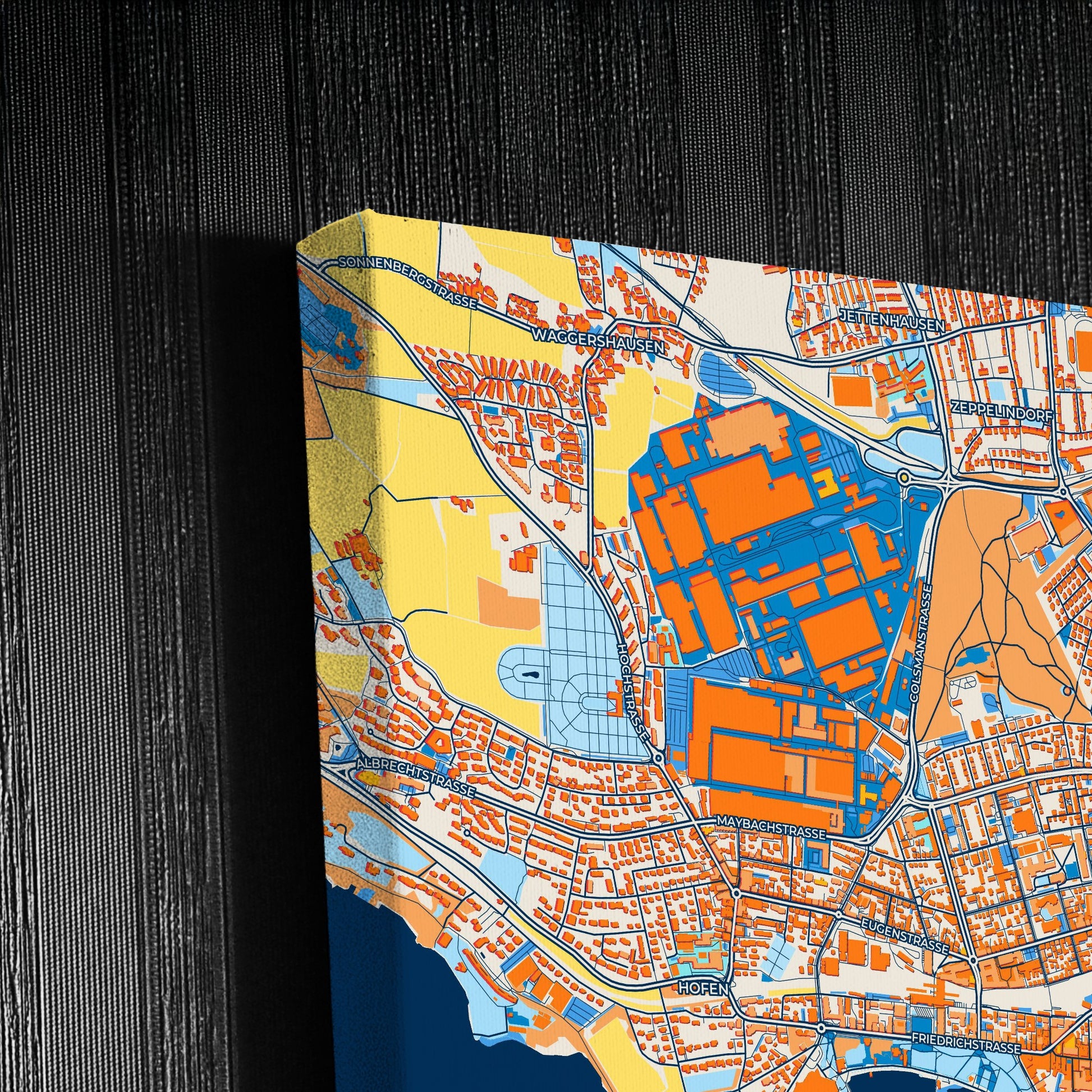 Friedrichshafen Germany Colorful City Map Canvas Print Detail