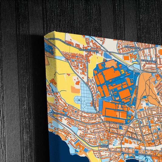 Friedrichshafen Germany Colorful City Map Canvas Print Detail