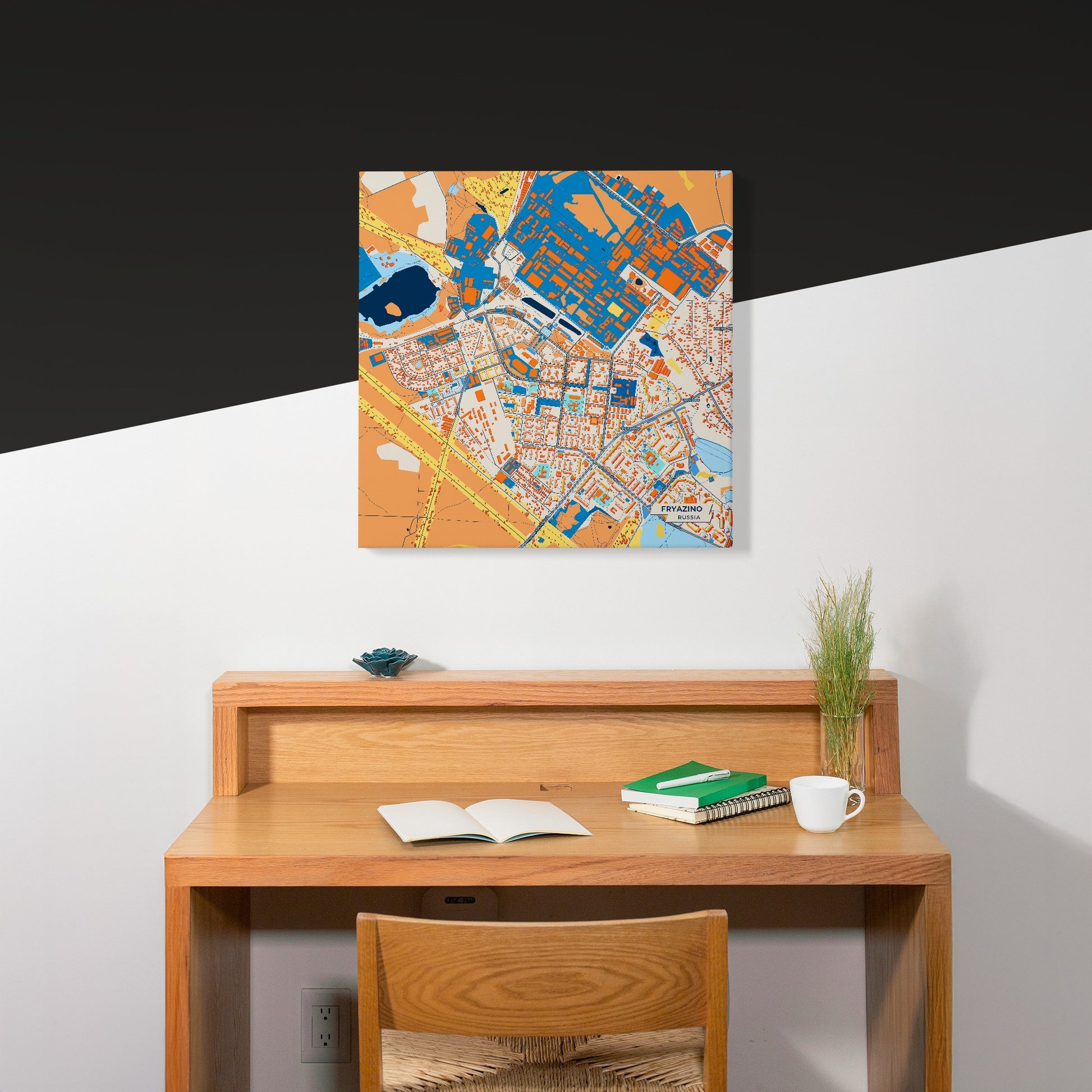 Фрязино Russia Colorful City Map Canvas Print Scene