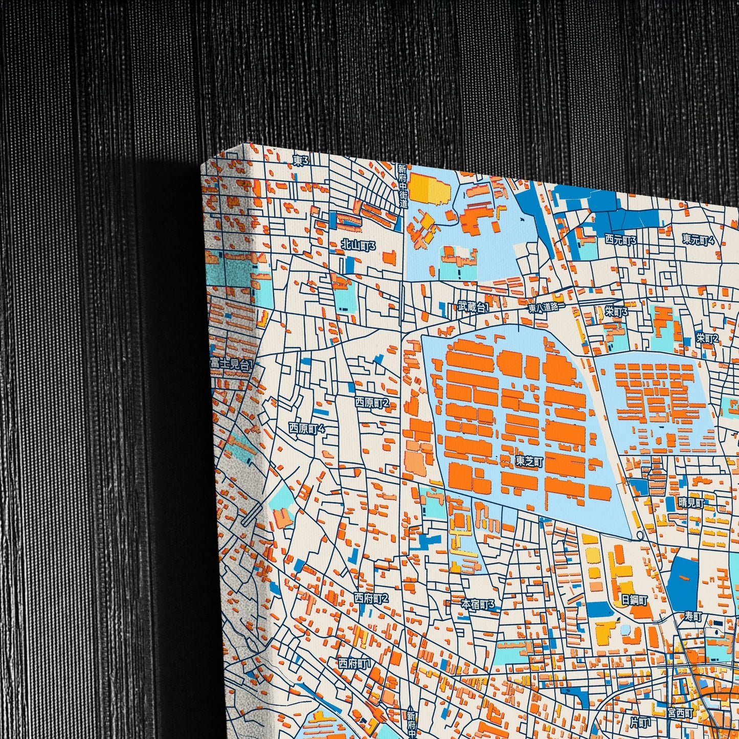 Fuchū Japan Colorful City Map Canvas Print Detail