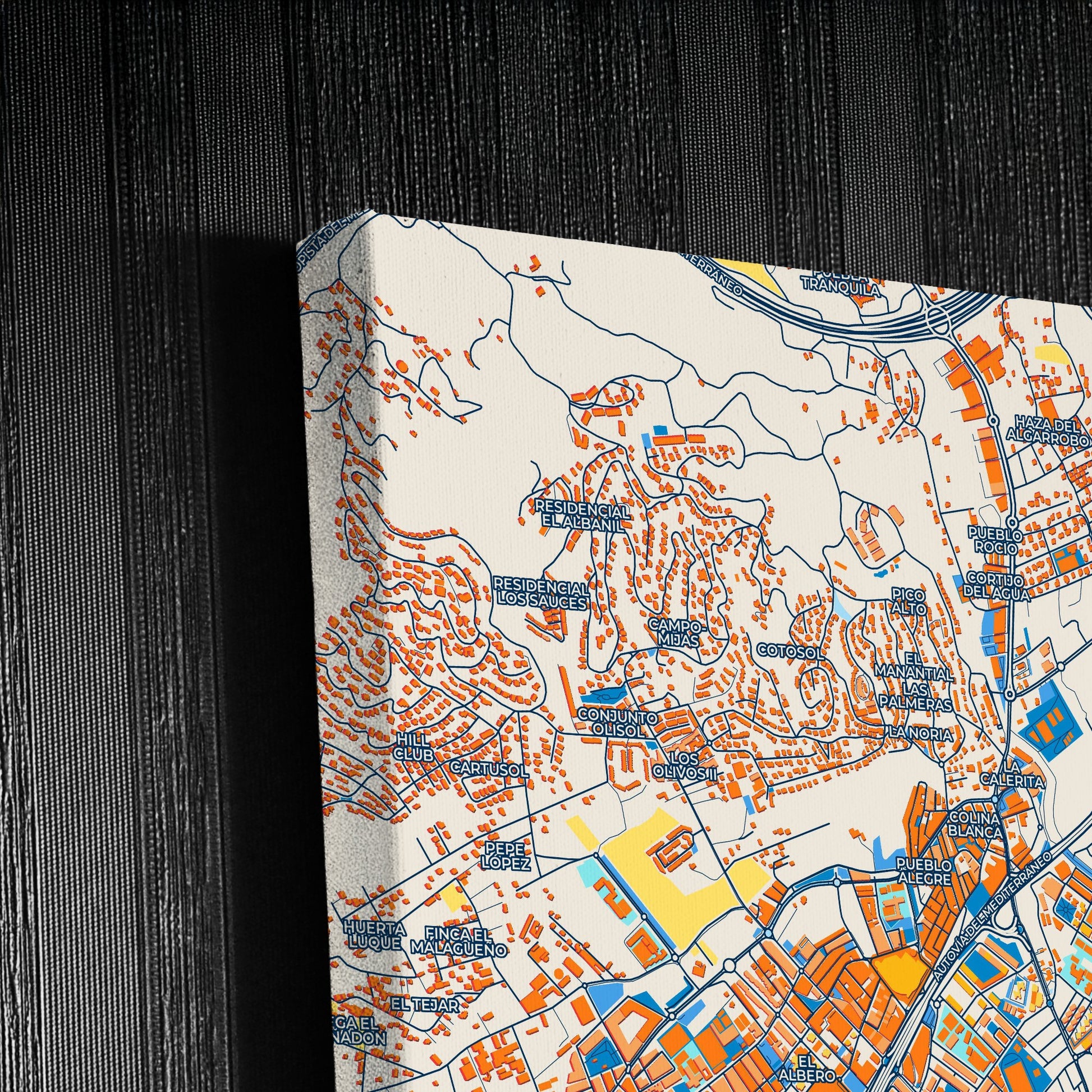 Fuengirola Spain Colorful City Map Canvas Print Detail