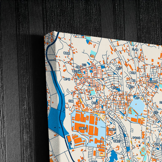 Fujisawa Japan Colorful City Map Canvas Print Detail