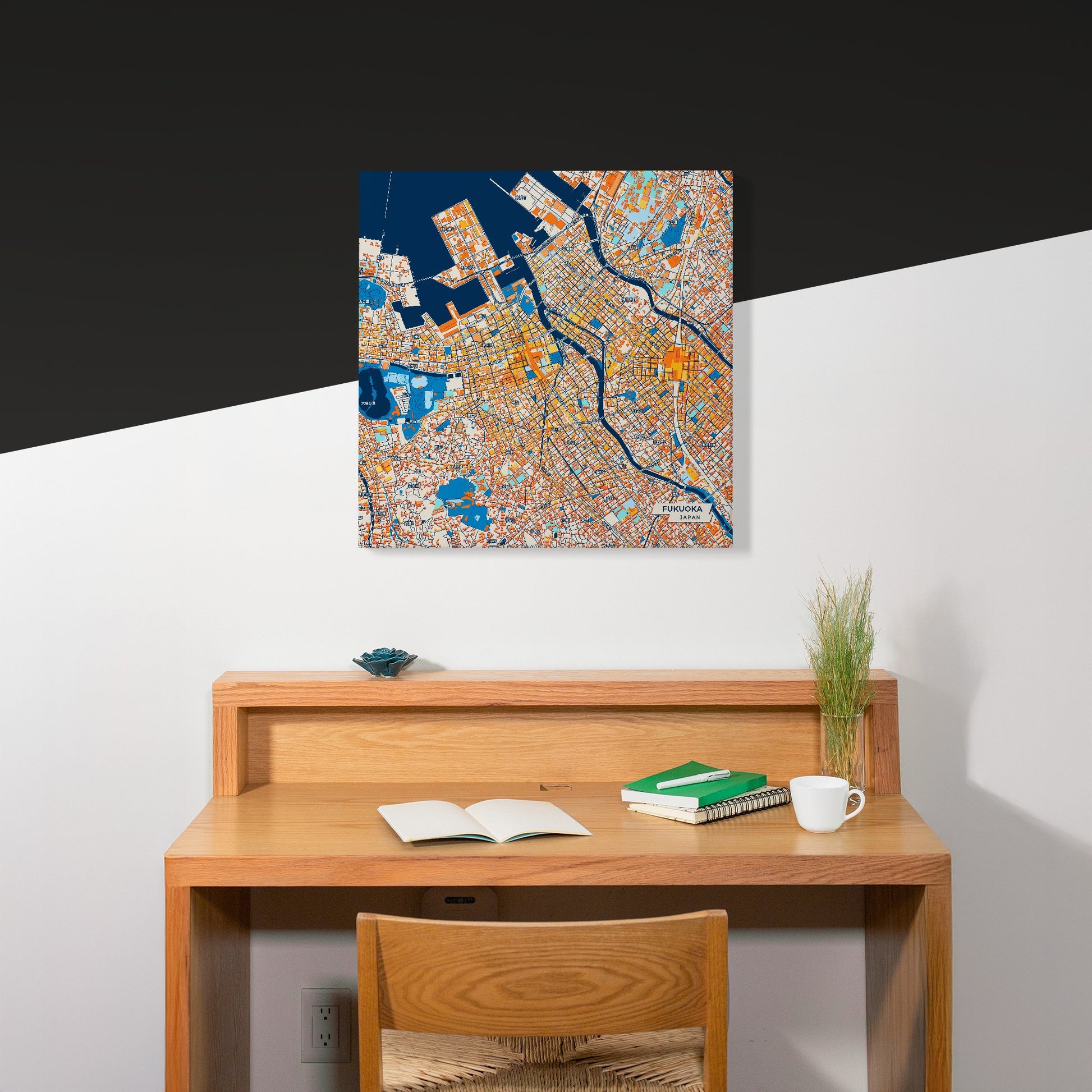 Fukuoka Japan Colorful City Map Canvas Print Scene