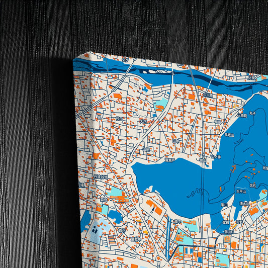 Fukushima Japan Colorful City Map Canvas Print Detail