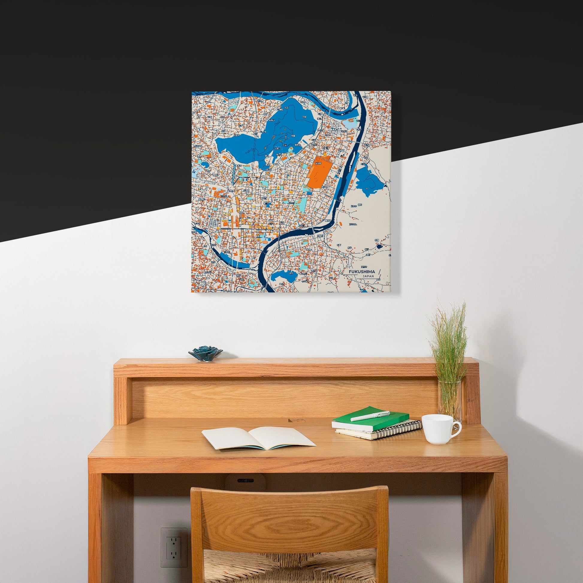 Fukushima Japan Colorful City Map Canvas Print Scene