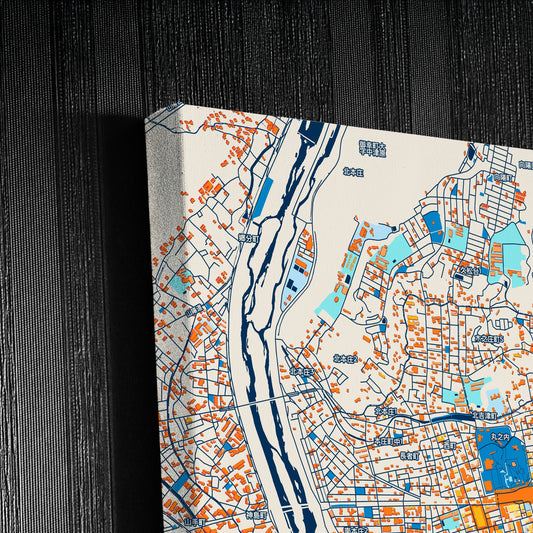 Fukuyama Japan Colorful City Map Canvas Print Detail