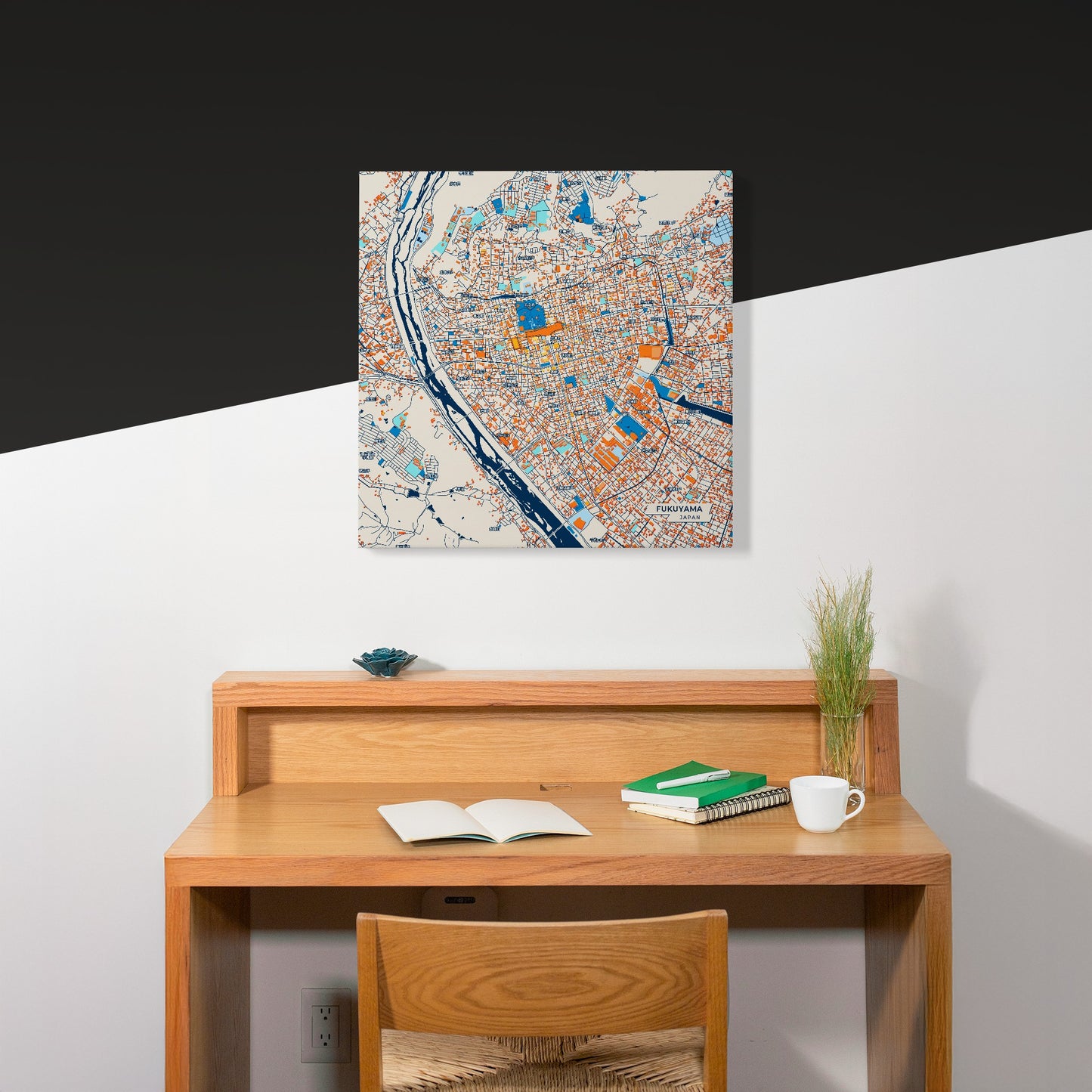 Fukuyama Japan Colorful City Map Canvas Print Scene
