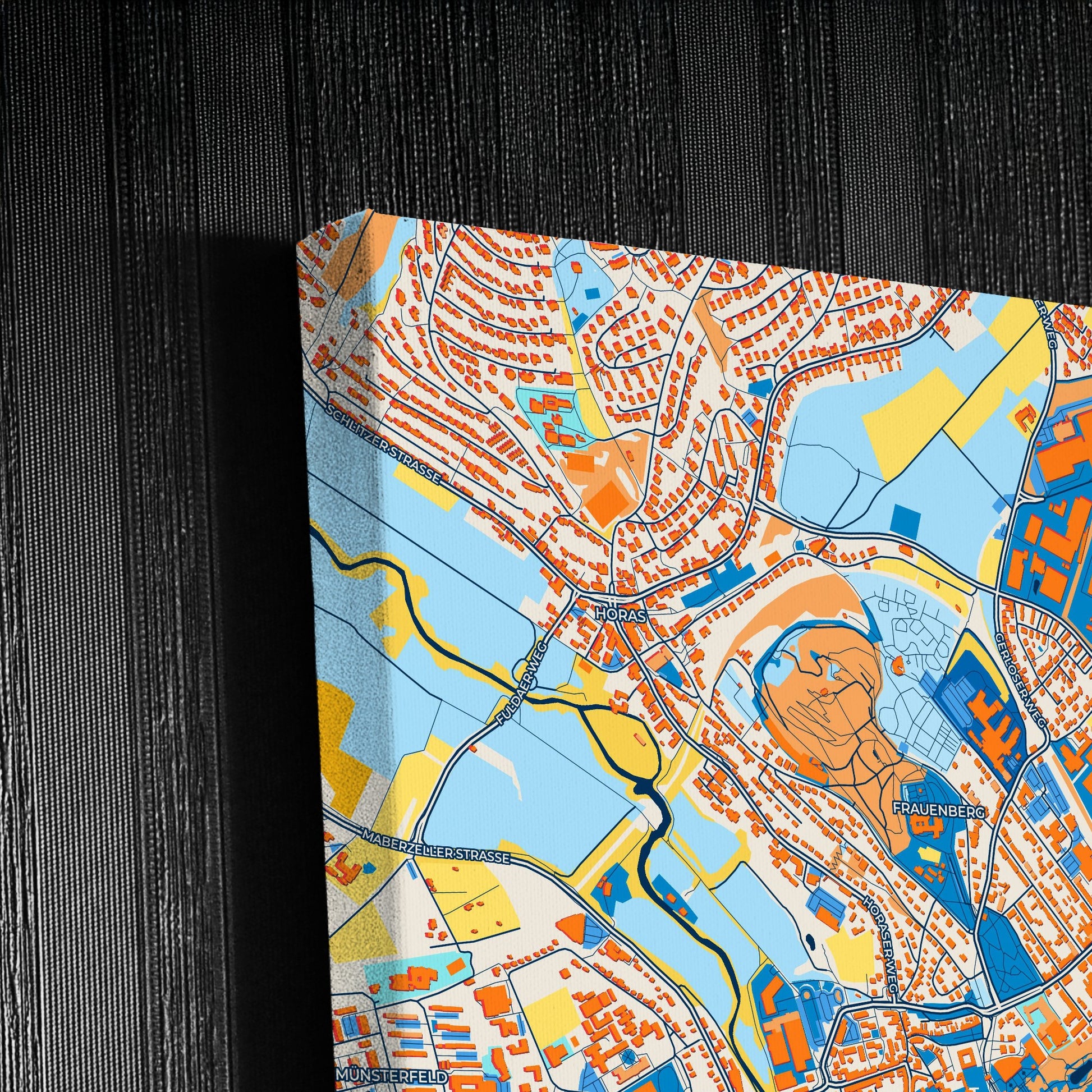 Fulda Germany Colorful City Map Canvas Print Detail