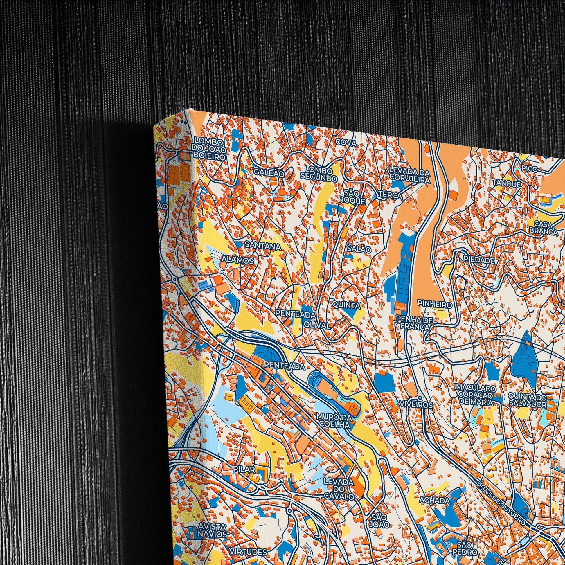 Funchal Portugal Colorful City Map Canvas Print Detail