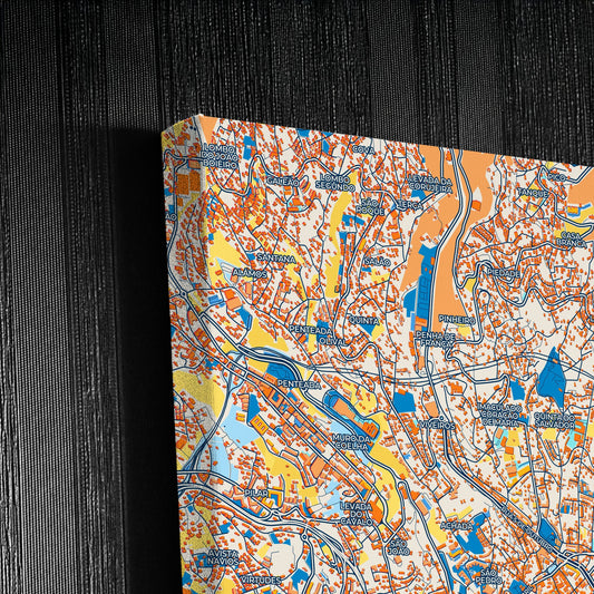 Funchal Portugal Colorful City Map Canvas Print Detail