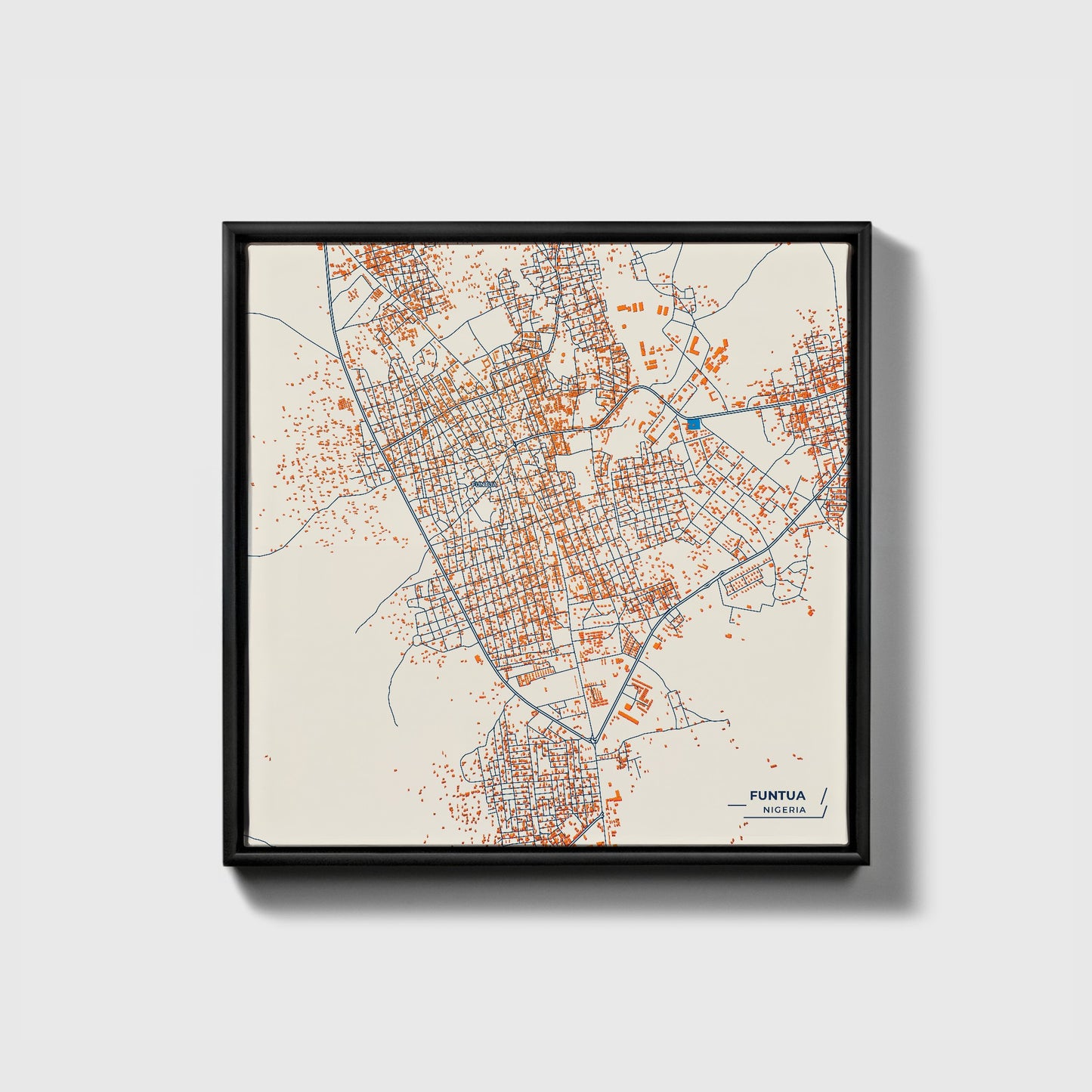 Funtua Nigeria Colorful City Map Canvas Print • Black Framed