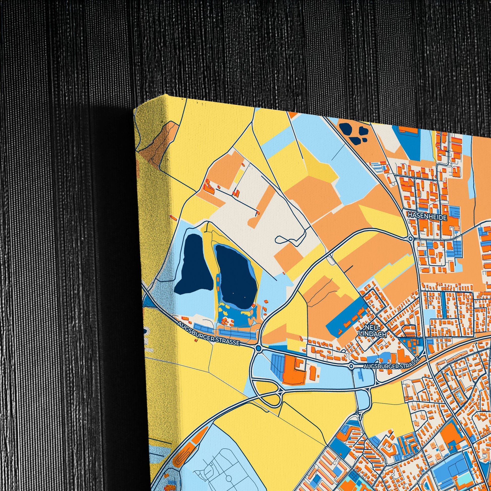 Fürstenfeldbruck Germany Colorful City Map Canvas Print Detail