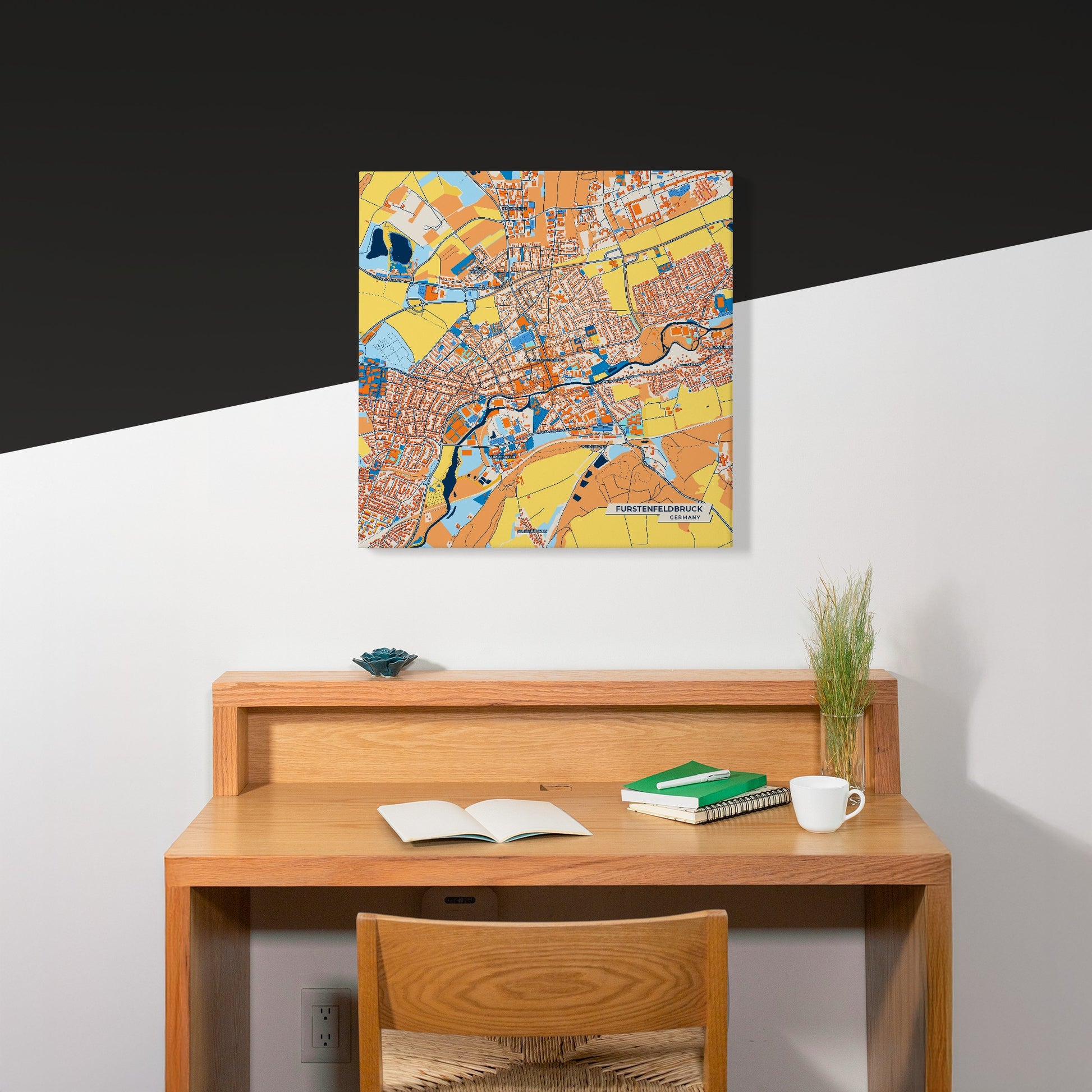 Fürstenfeldbruck Germany Colorful City Map Canvas Print Scene