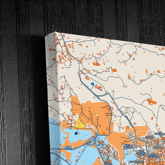 Fusagasuga Colombia Colorful City Map Canvas Print Detail