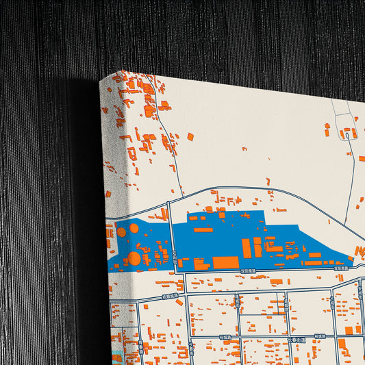 Fushun China Colorful City Map Canvas Print Detail