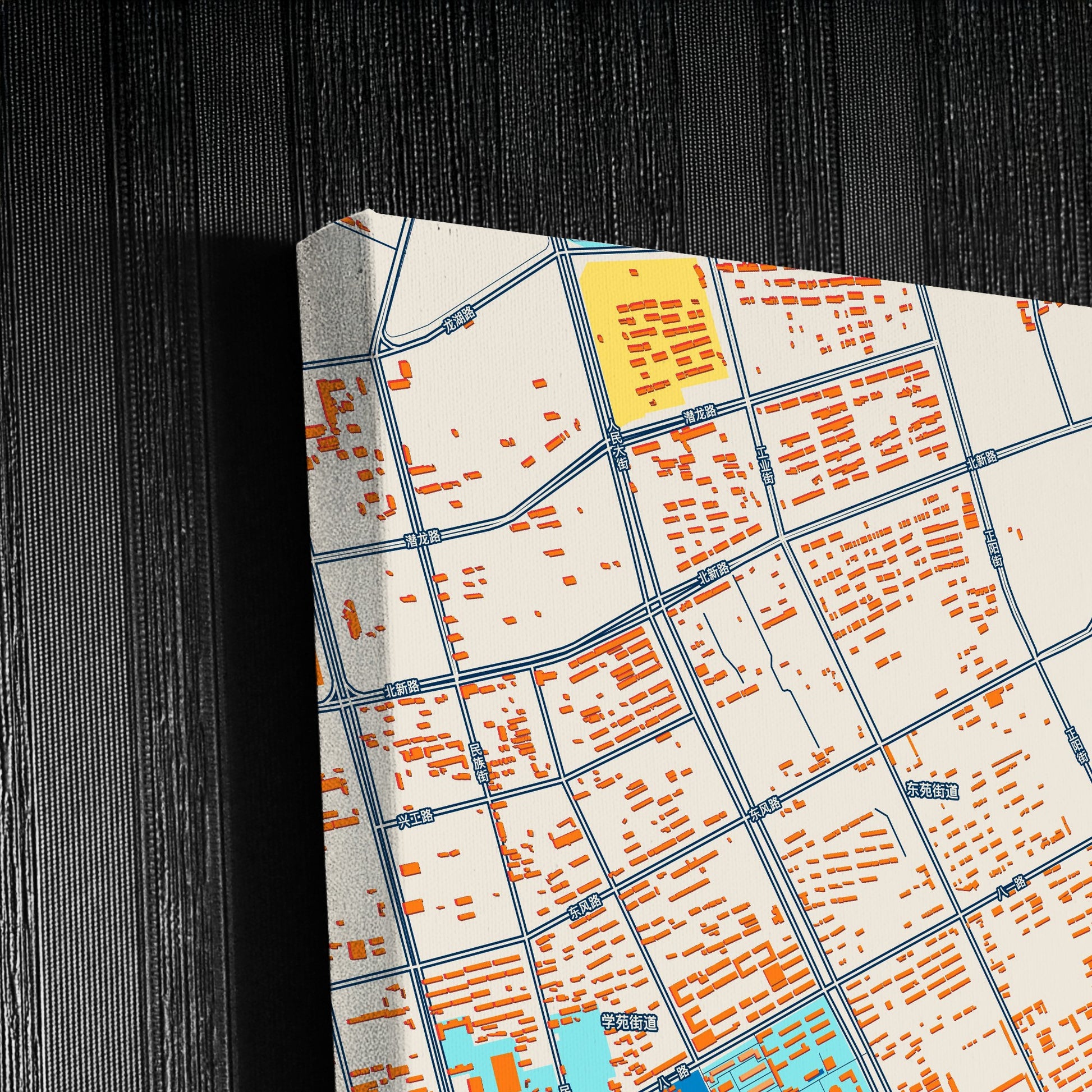 Fuxin China Colorful City Map Canvas Print Detail