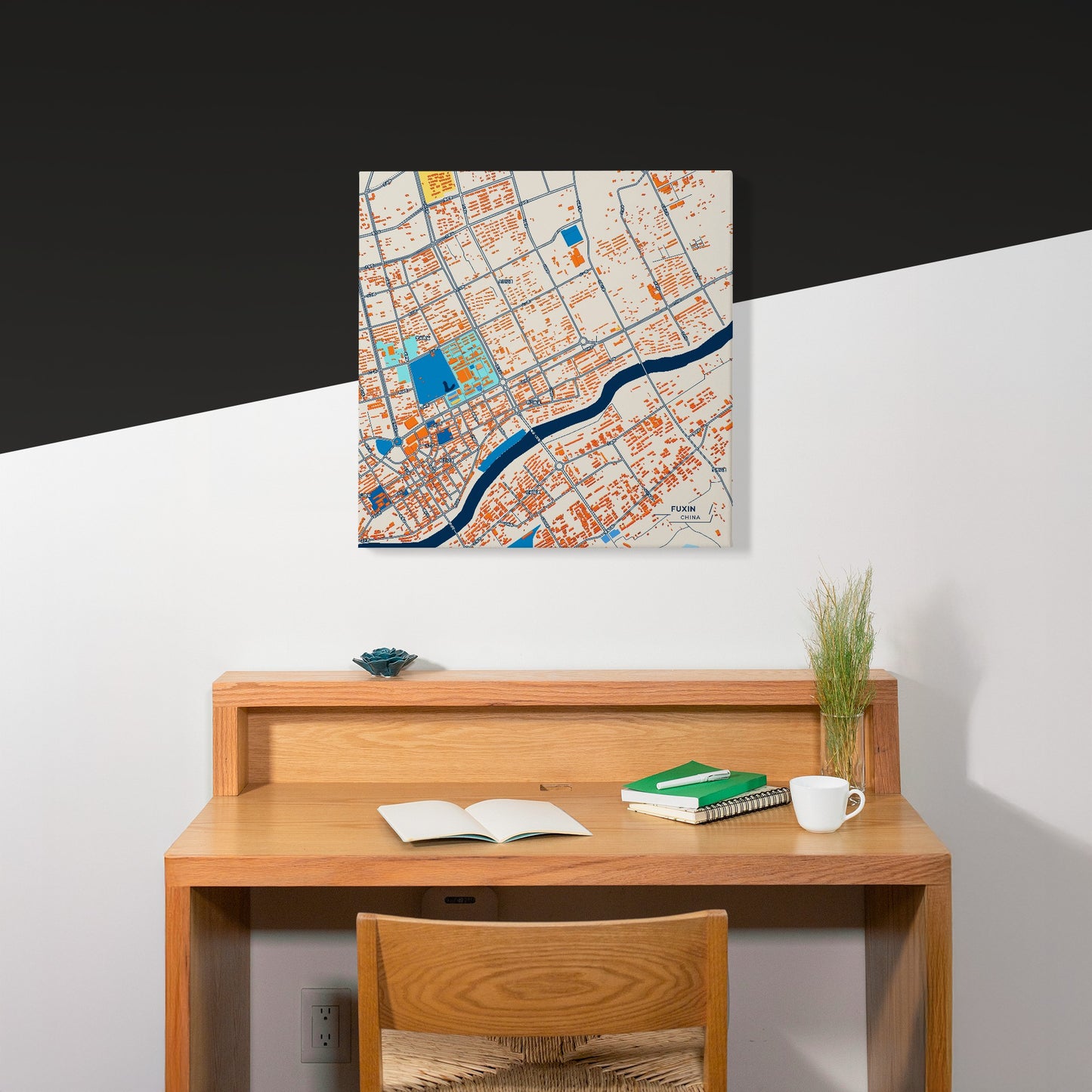 Fuxin China Colorful City Map Canvas Print Scene