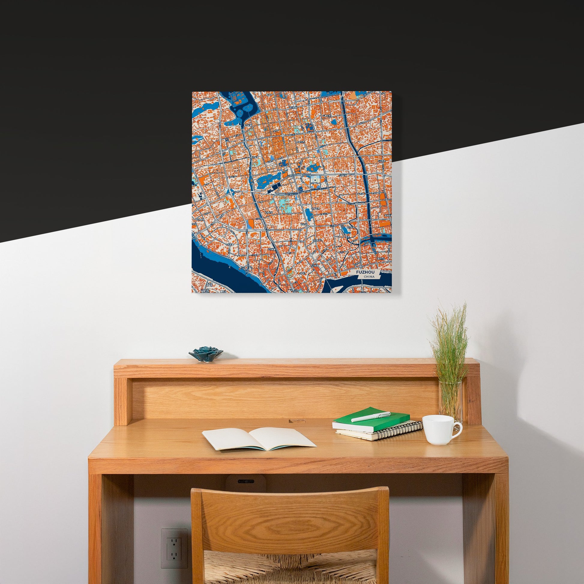 Fuzhou China Colorful City Map Canvas Print Scene