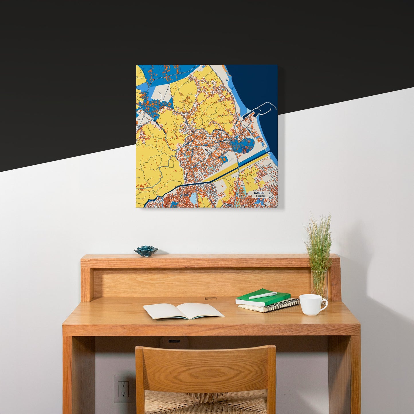 Gabes Tunisia Colorful City Map Canvas Print Scene