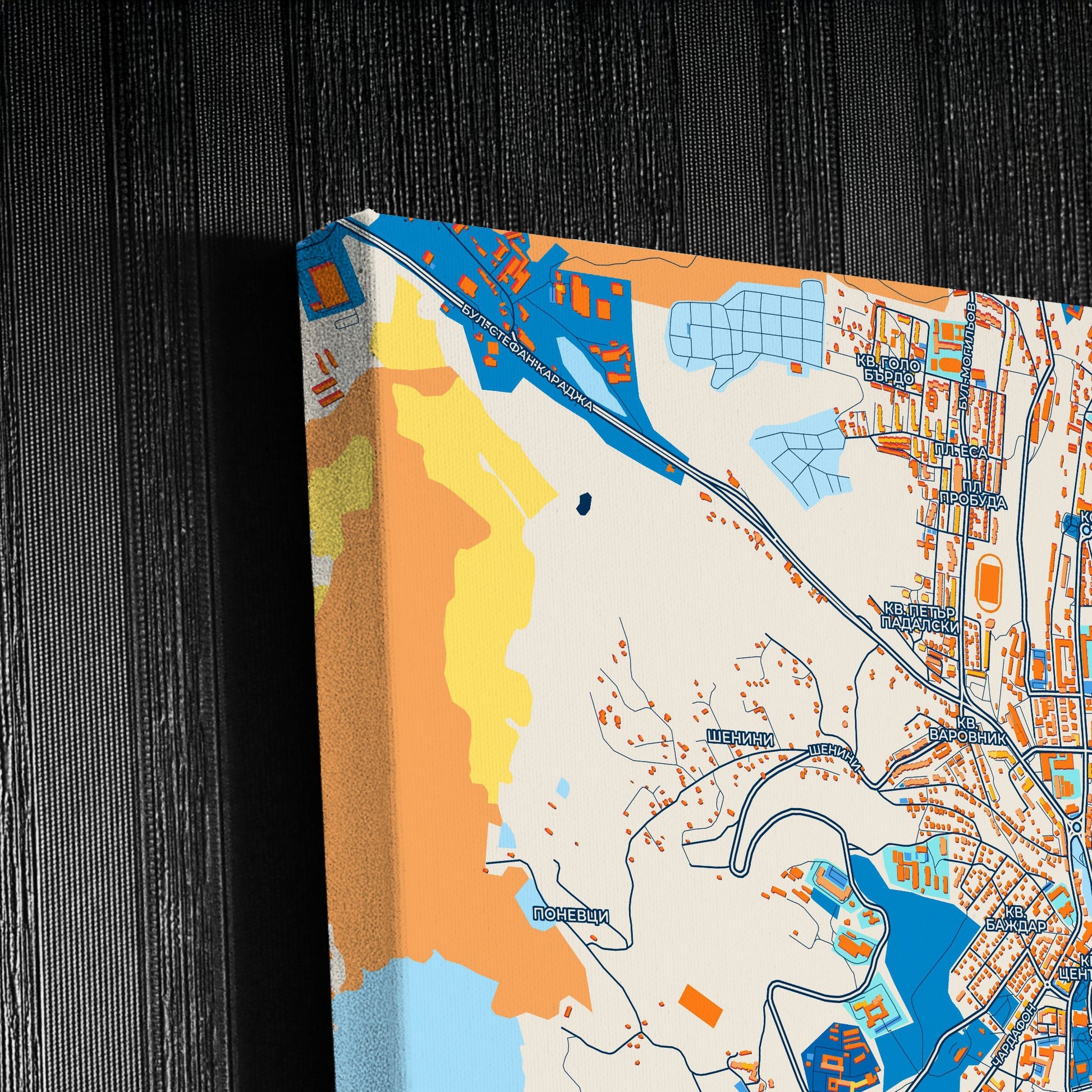 Габрово Bulgaria Colorful City Map Canvas Print Detail