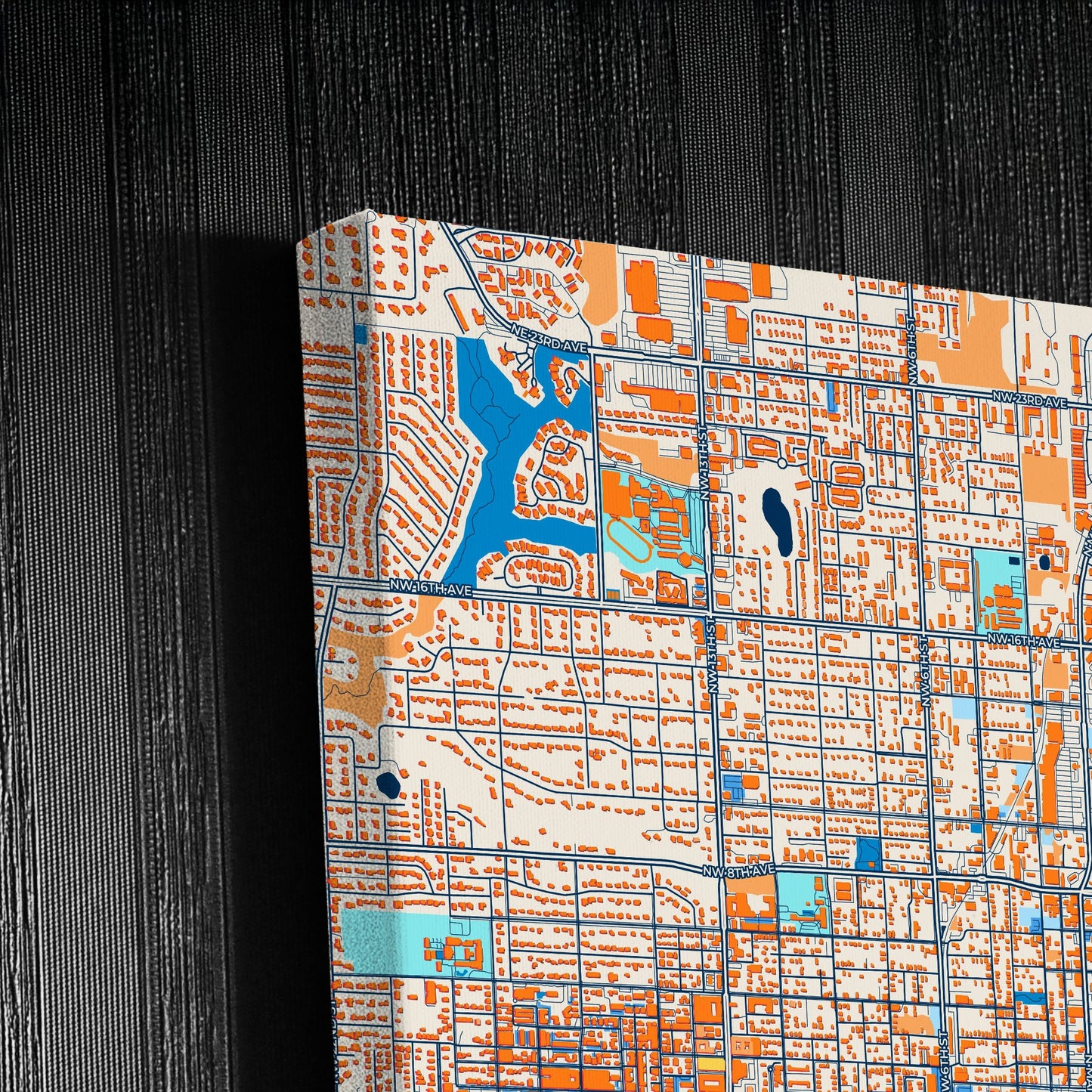 Gainesville Florida Colorful City Map Canvas Print Detail