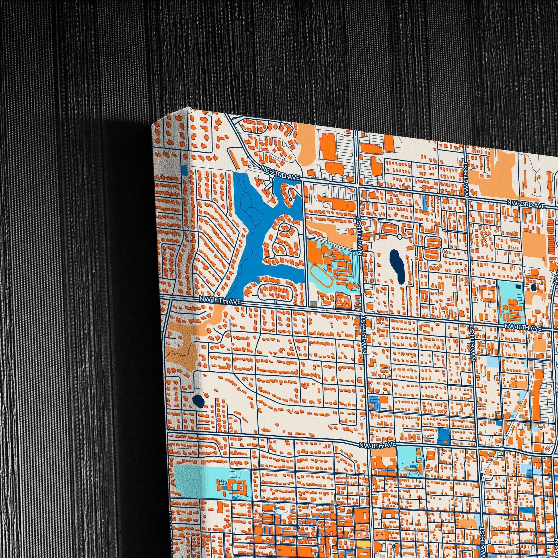 Gainesville Florida Colorful City Map Canvas Print Detail