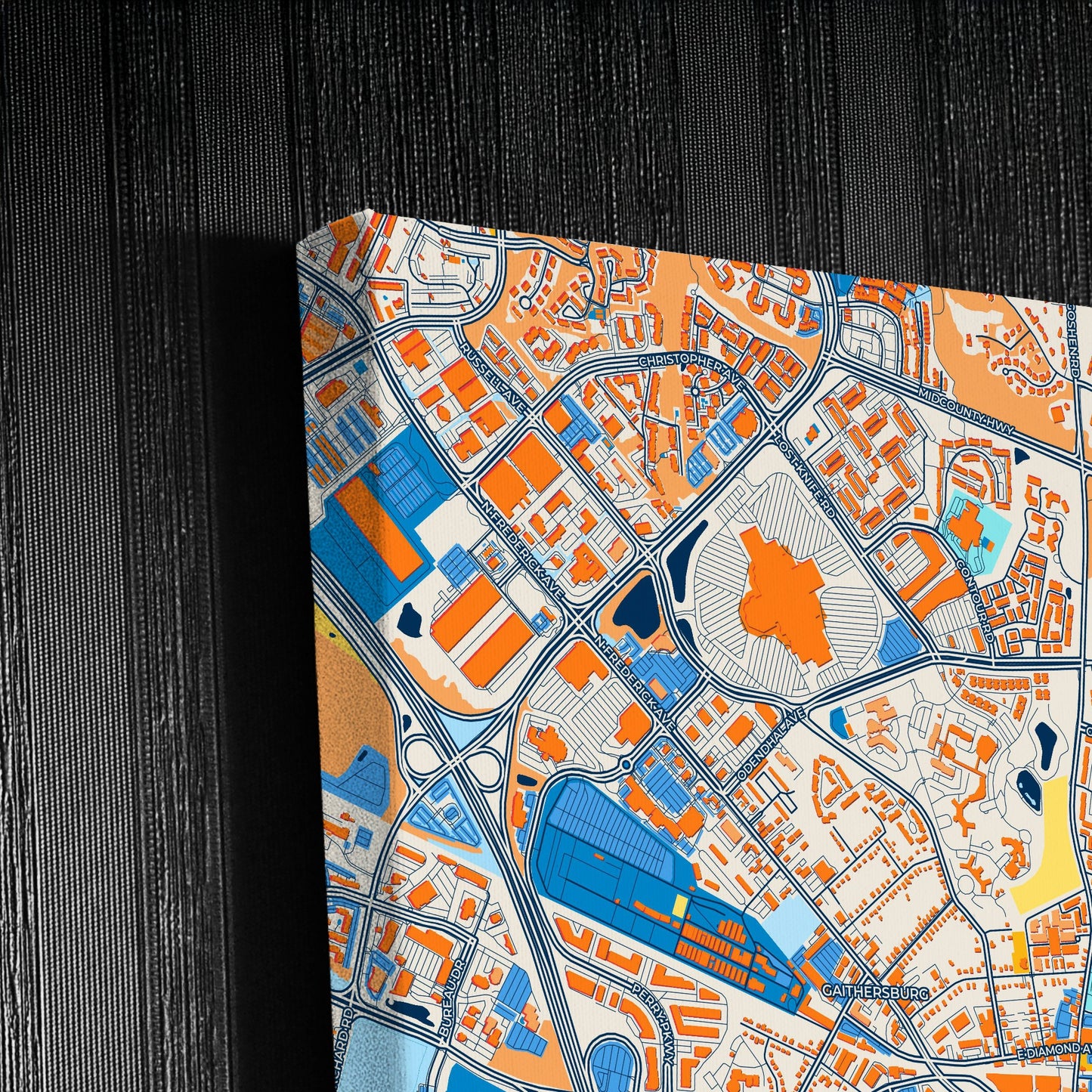Gaithersburg Maryland Colorful City Map Canvas Print Detail