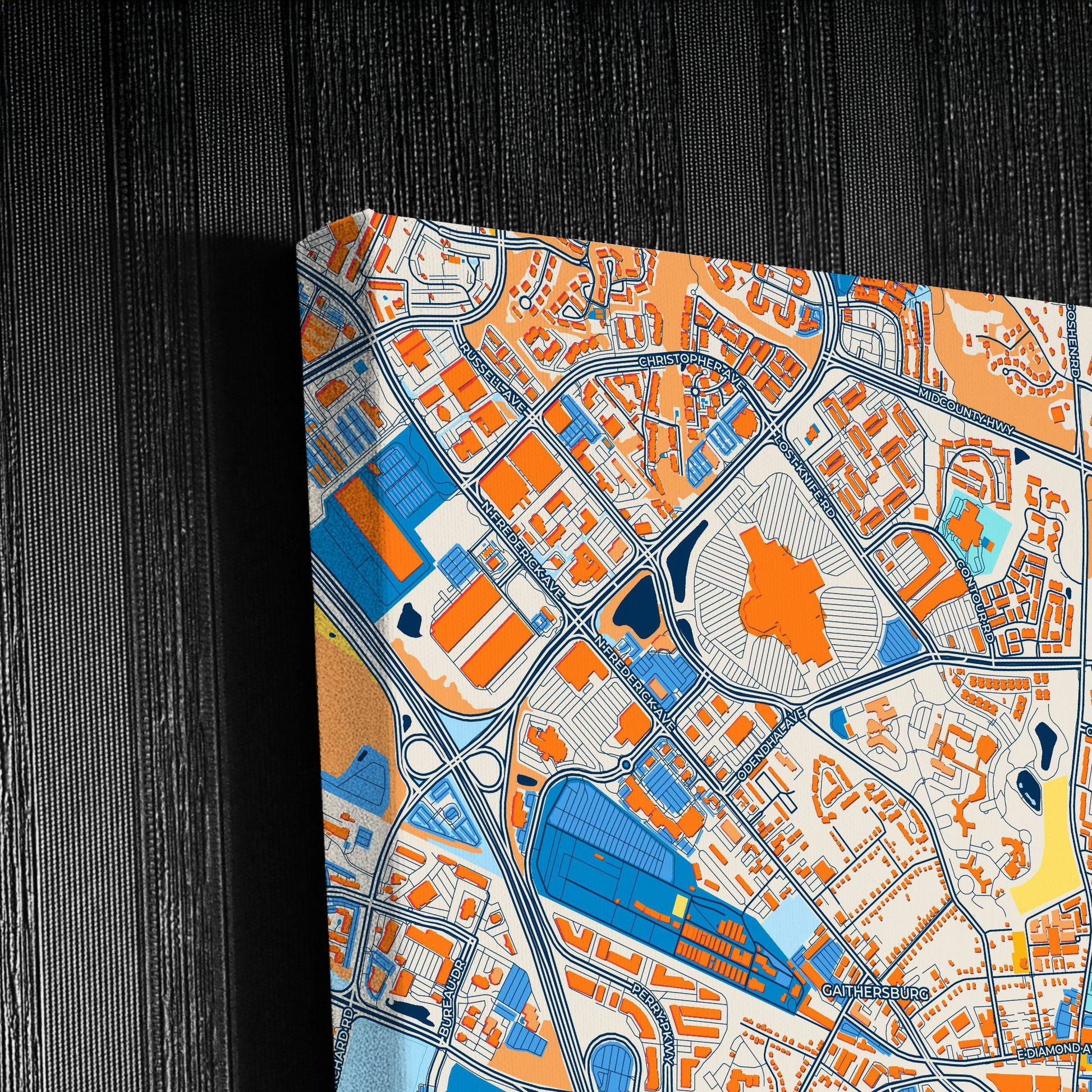 Gaithersburg Maryland Colorful City Map Canvas Print Detail