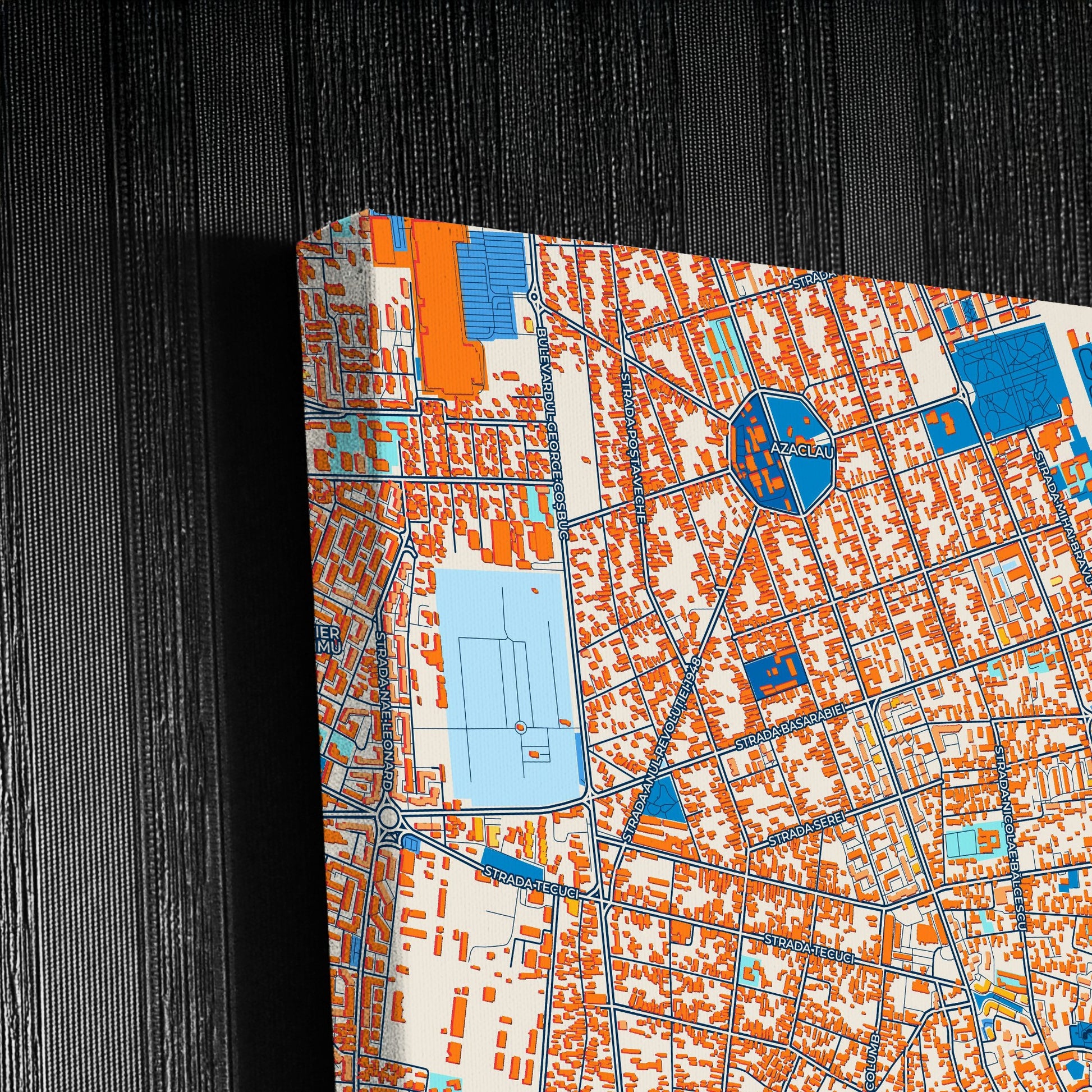 Galați Romania Colorful City Map Canvas Print Detail