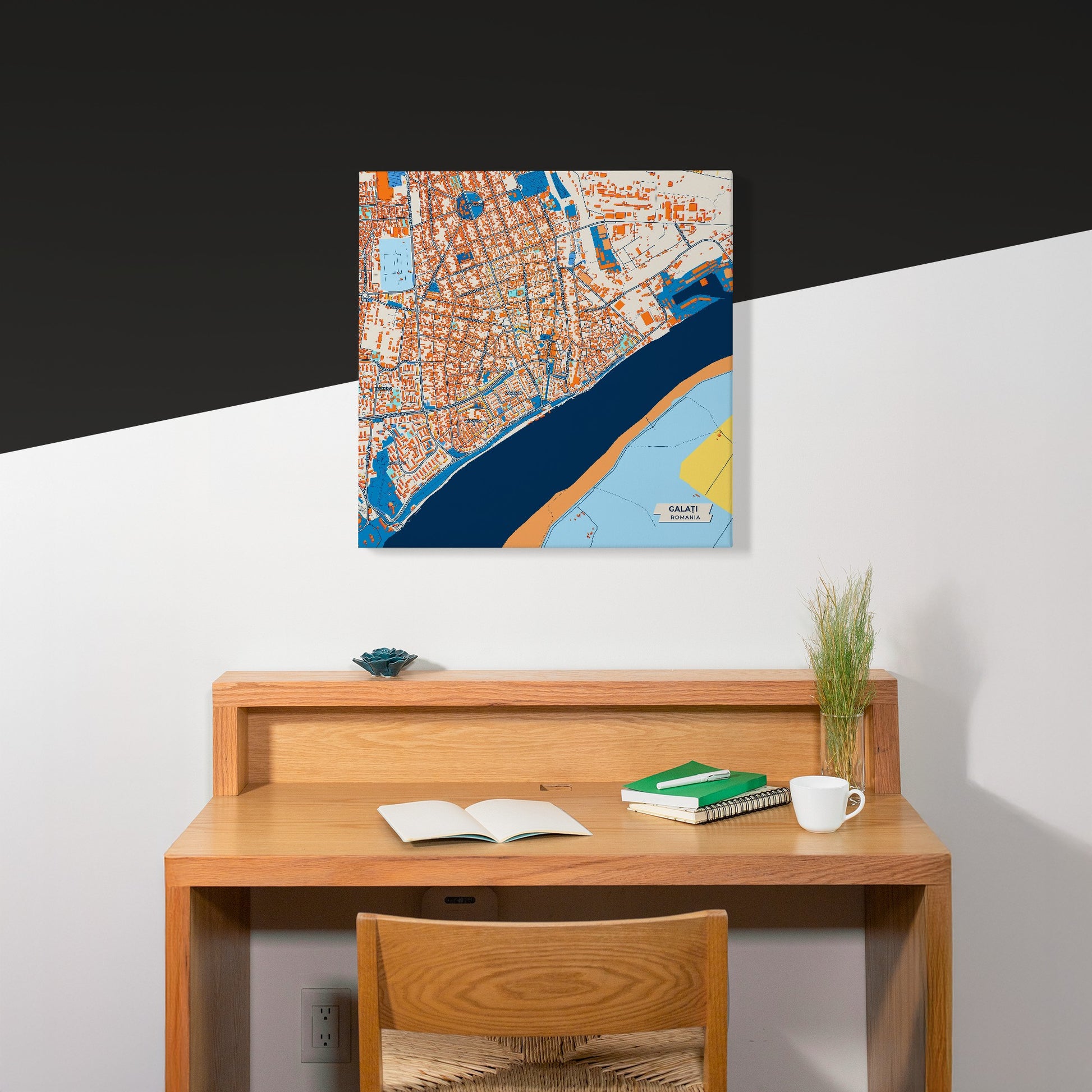 Galați Romania Colorful City Map Canvas Print Scene