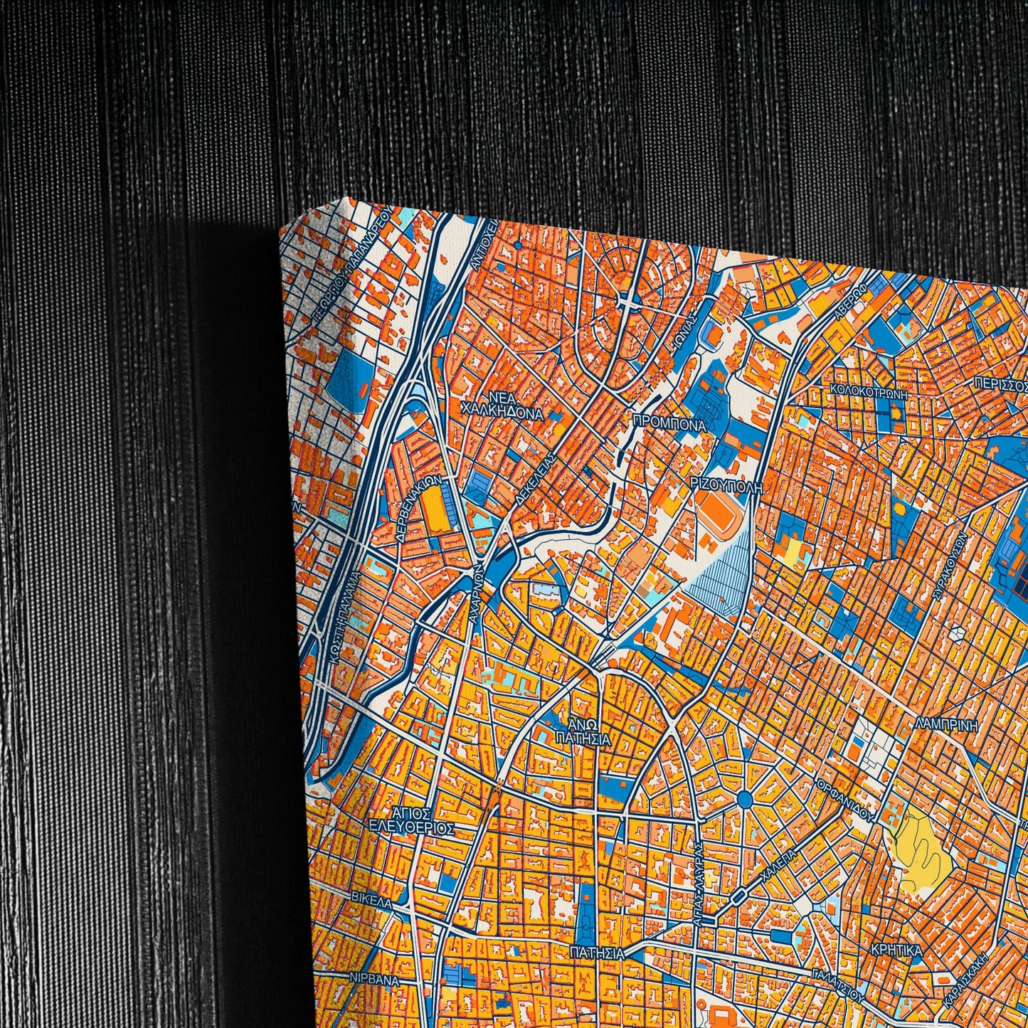 Γαλατσι Greece Colorful City Map Canvas Print Detail