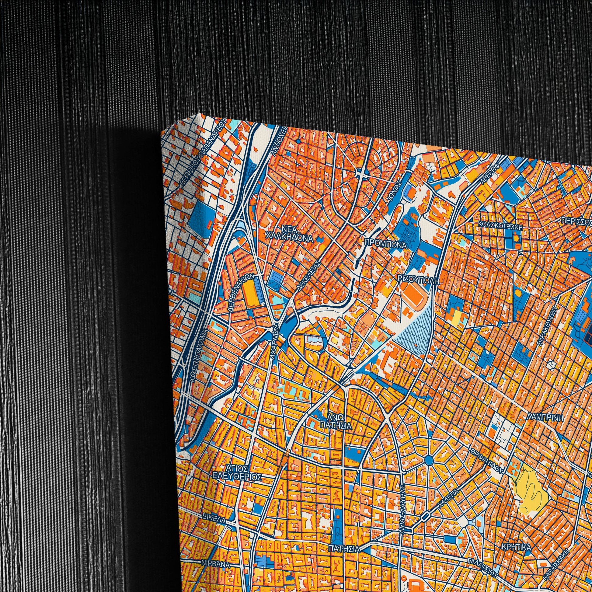 Γαλατσι Greece Colorful City Map Canvas Print Detail