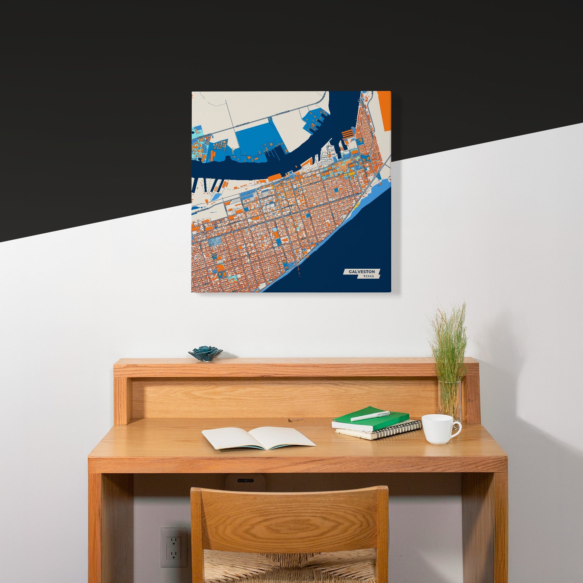 Galveston Texas Colorful City Map Canvas Print Scene