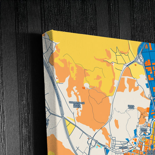 Gandia Spain Colorful City Map Canvas Print Detail