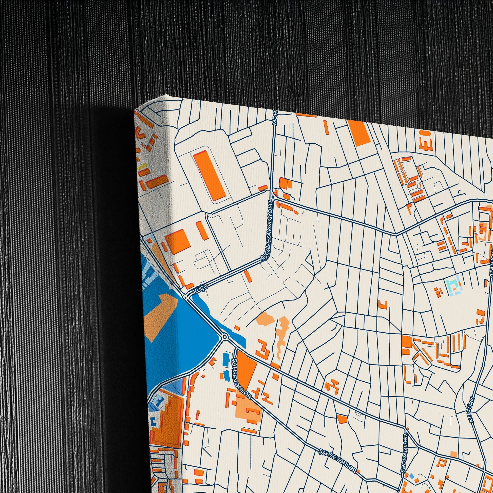 Ganja Azerbaijan Colorful City Map Canvas Print Detail