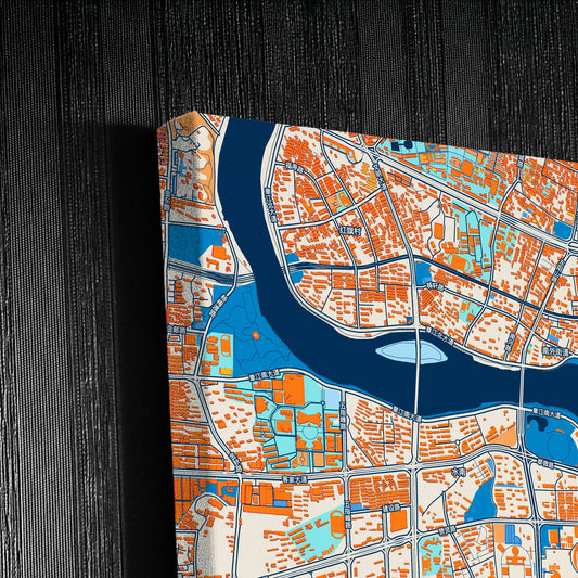 Ganzhou China Colorful City Map Canvas Print Detail