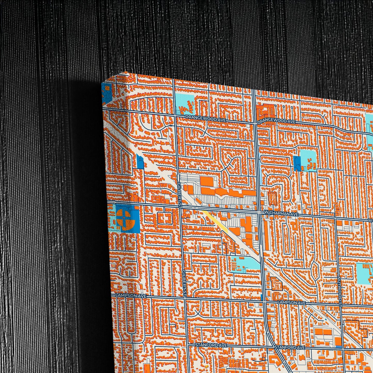 Garden Grove California Colorful City Map Canvas Print Detail