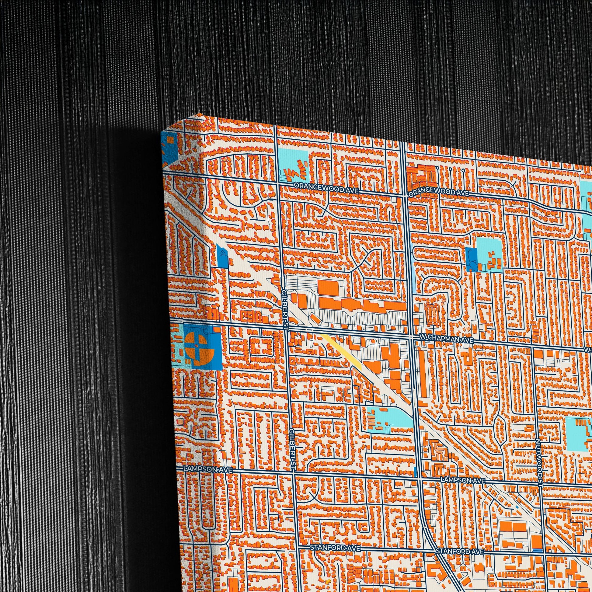 Garden Grove California Colorful City Map Canvas Print Detail