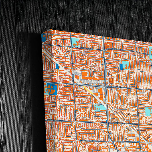 Garden Grove California Colorful City Map Canvas Print Detail