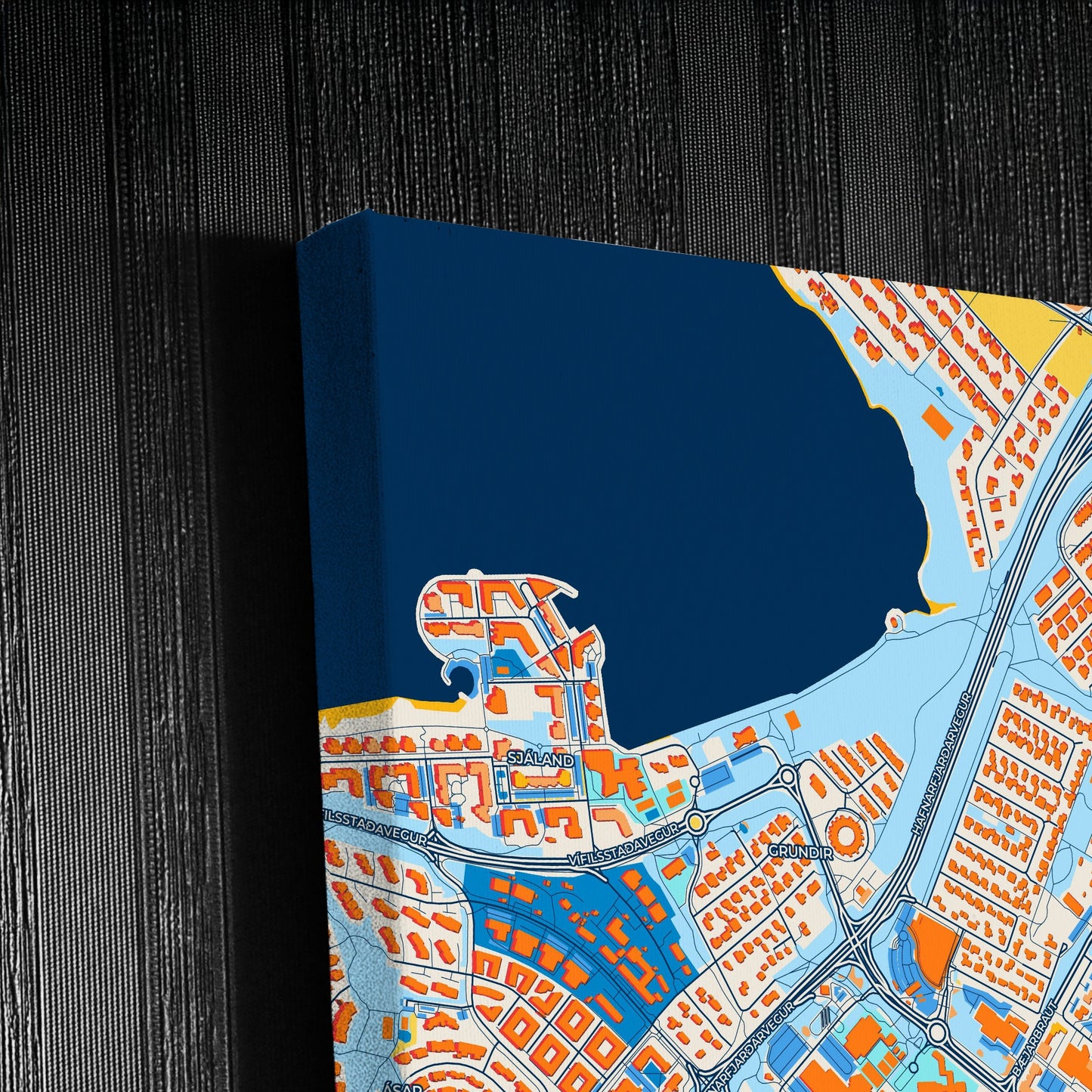 Garðabær Iceland Colorful City Map Canvas Print Detail