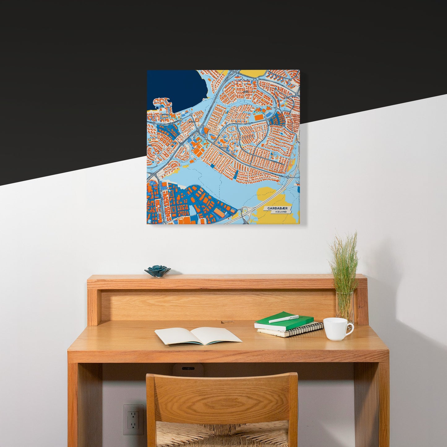 Garðabær Iceland Colorful City Map Canvas Print Scene