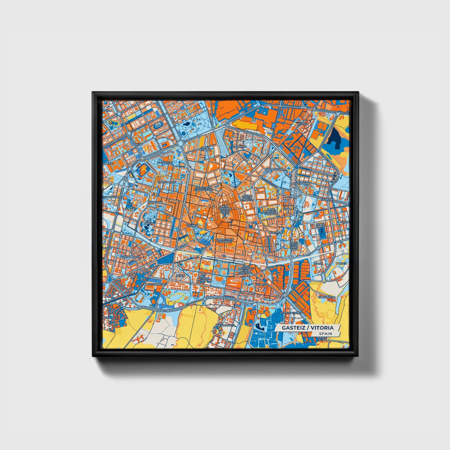 Gasteiz / Vitoria Spain Colorful City Map Canvas Print • Black Framed