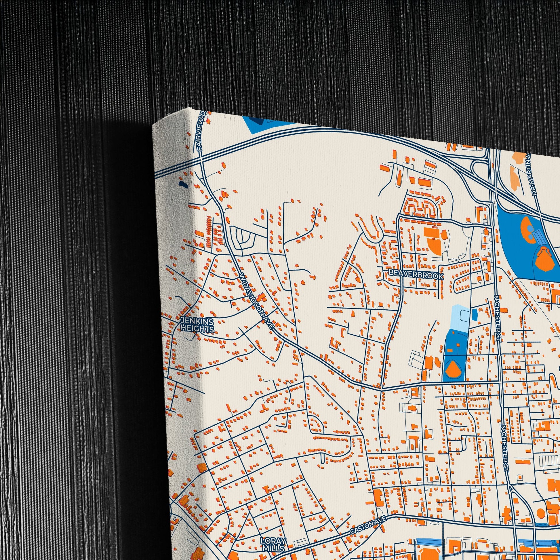 Gastonia North Carolina Colorful City Map Canvas Print Detail