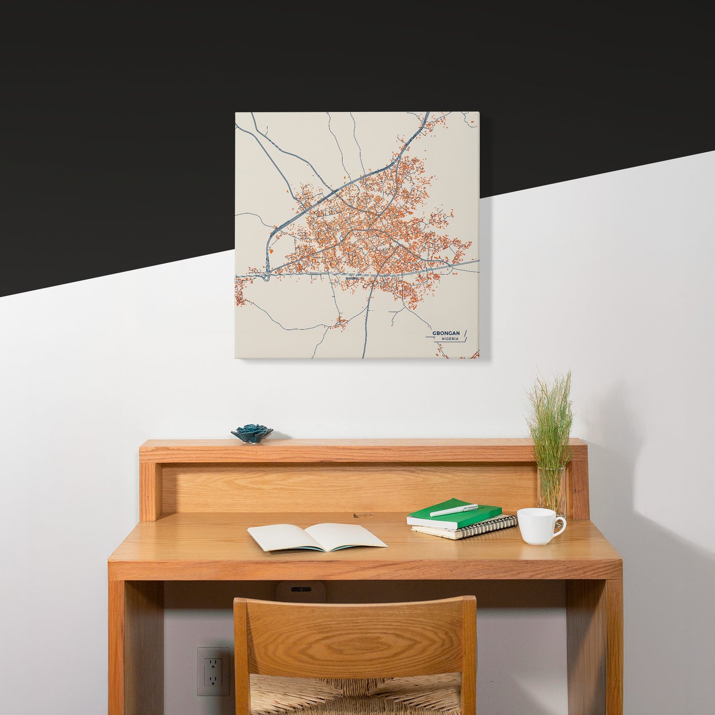 Gbongan Nigeria Colorful City Map Canvas Print Scene