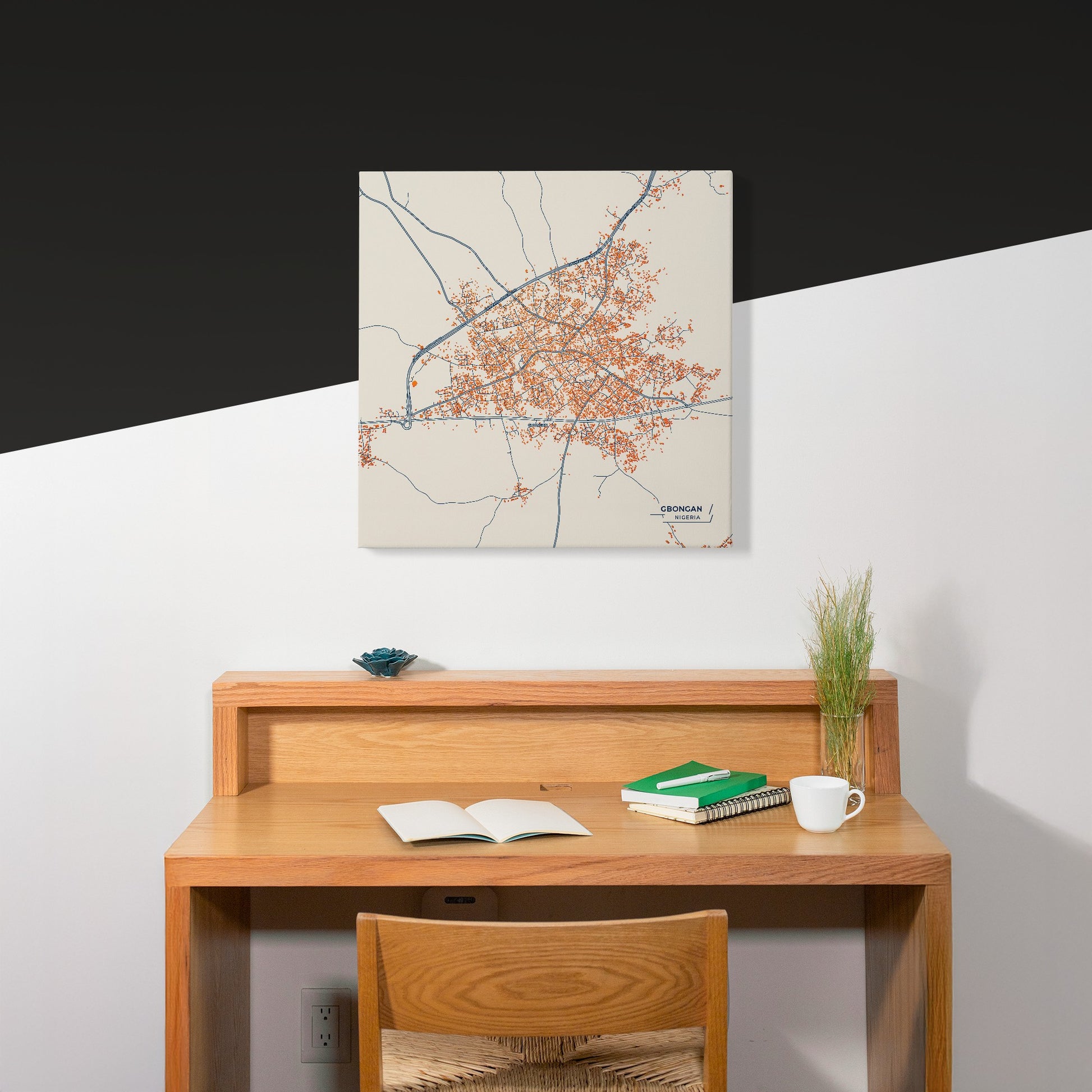 Gbongan Nigeria Colorful City Map Canvas Print Scene