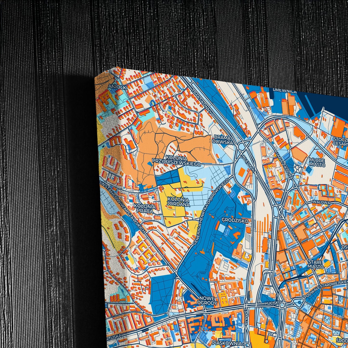Gdańsk Poland Colorful City Map Canvas Print Detail
