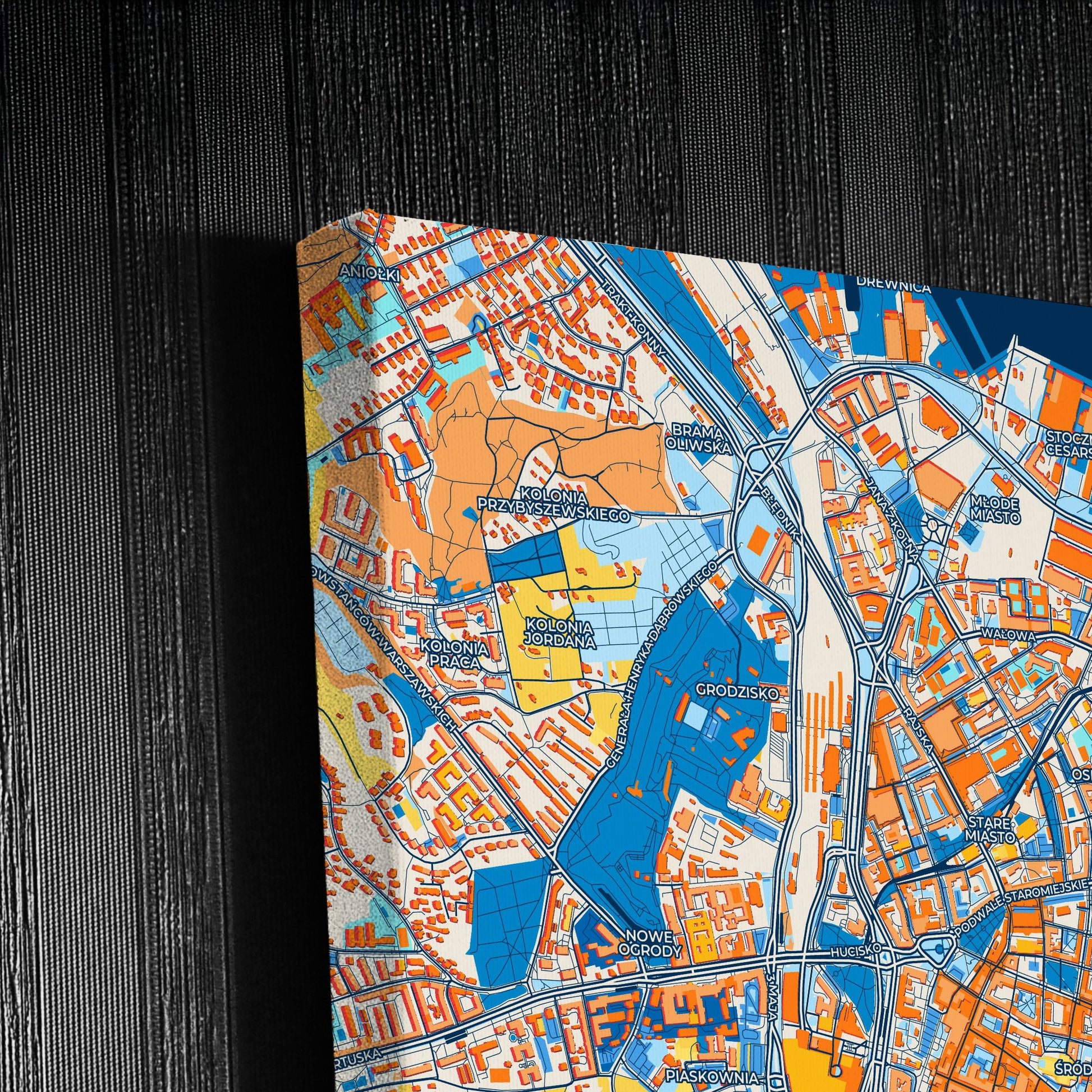 Gdańsk Poland Colorful City Map Canvas Print Detail