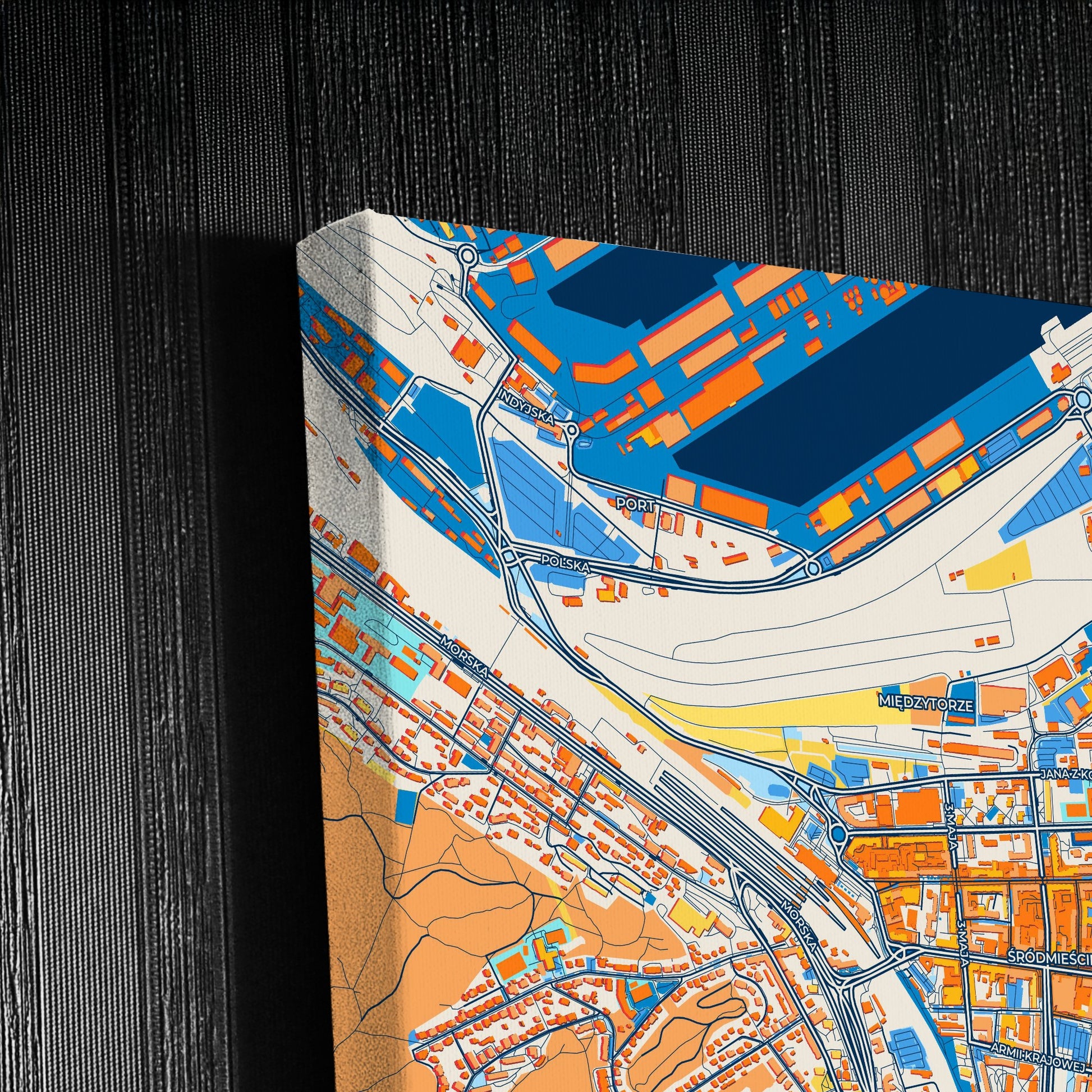 Gdynia Poland Colorful City Map Canvas Print Detail