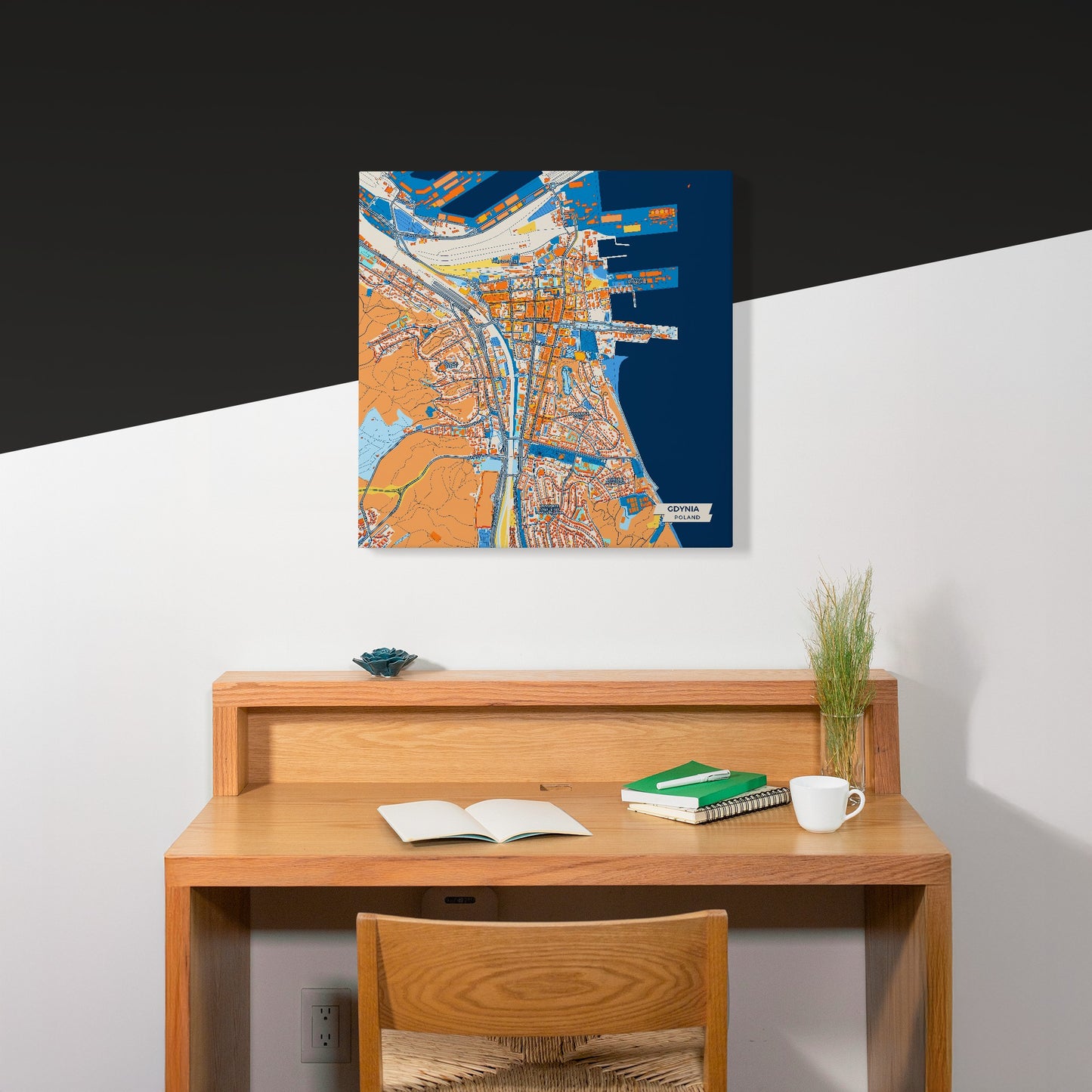 Gdynia Poland Colorful City Map Canvas Print Scene